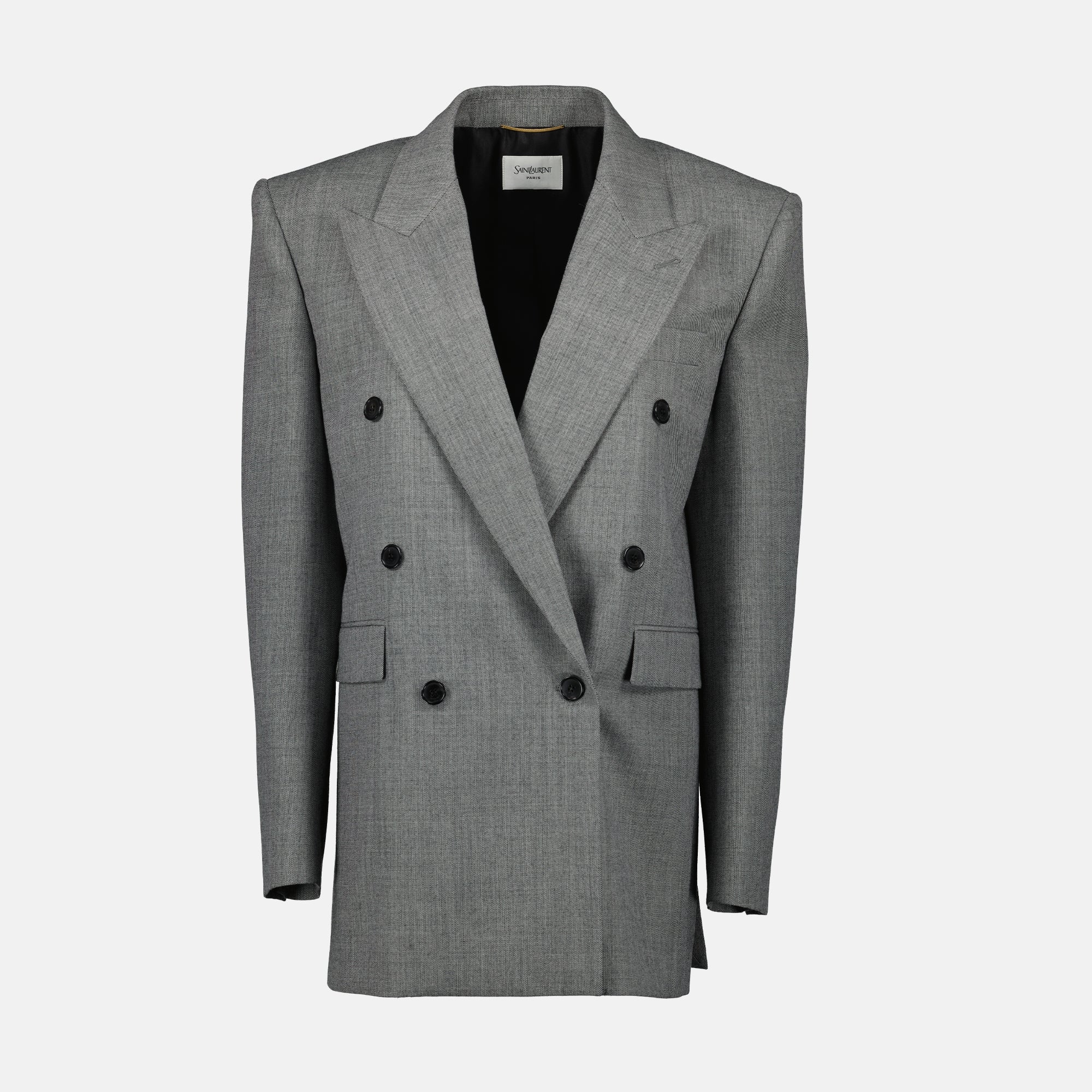 Giacche Blazer in Lino Saint Laurent Grigio Femme