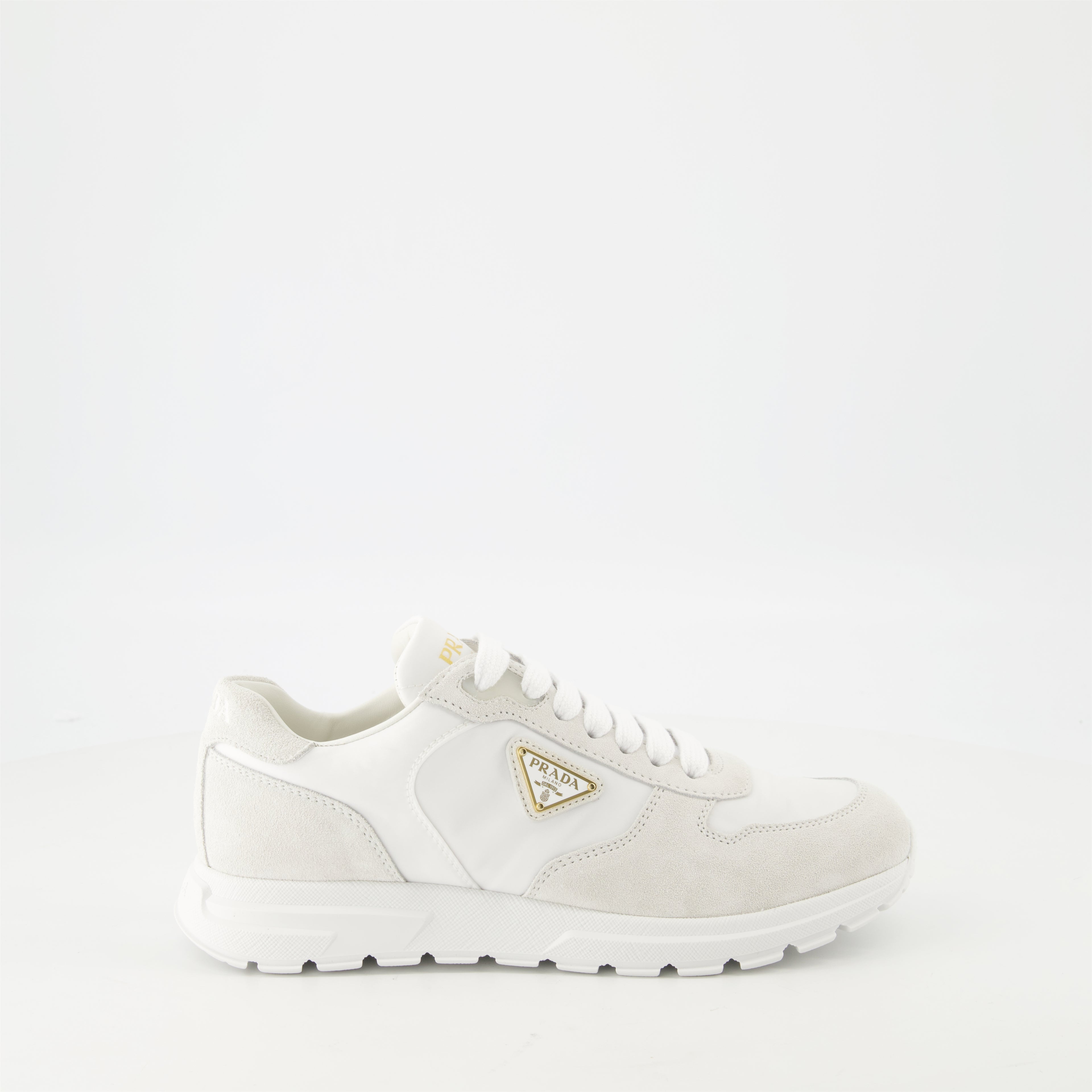Sneakers Nylon and Leather Sneakers Prada White Femme