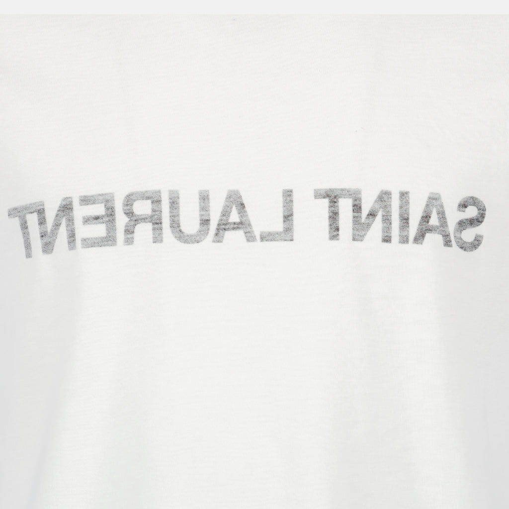 Camisetas Camiseta con Logo Invertido Saint Laurent Blanco Homme