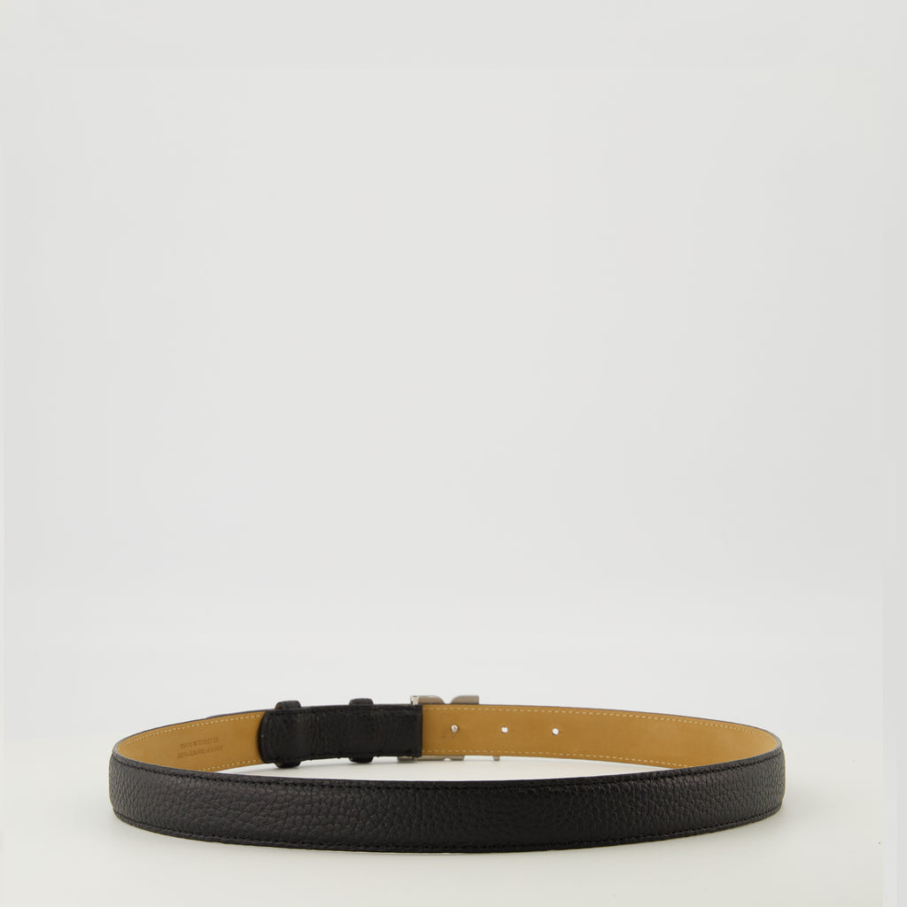 Image of the item Black leather AC belt by Courrèges for Men - Spring-Summer 2026 - Back View