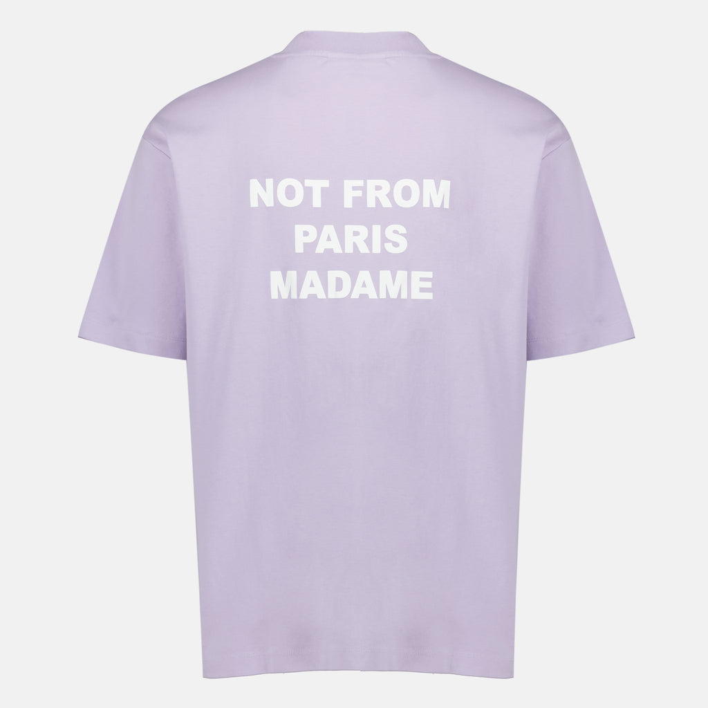 Immagine dell'articolo T-shirt lilla con slogan del marchio Drole De Monsieur per Uomo - Stagione Primavera-Estate 2026 - Vista Posteriore
