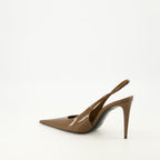 Chaussures ouvertes Slingbacks Guermantes en cuir verni marron Saint Laurent Marron Femme