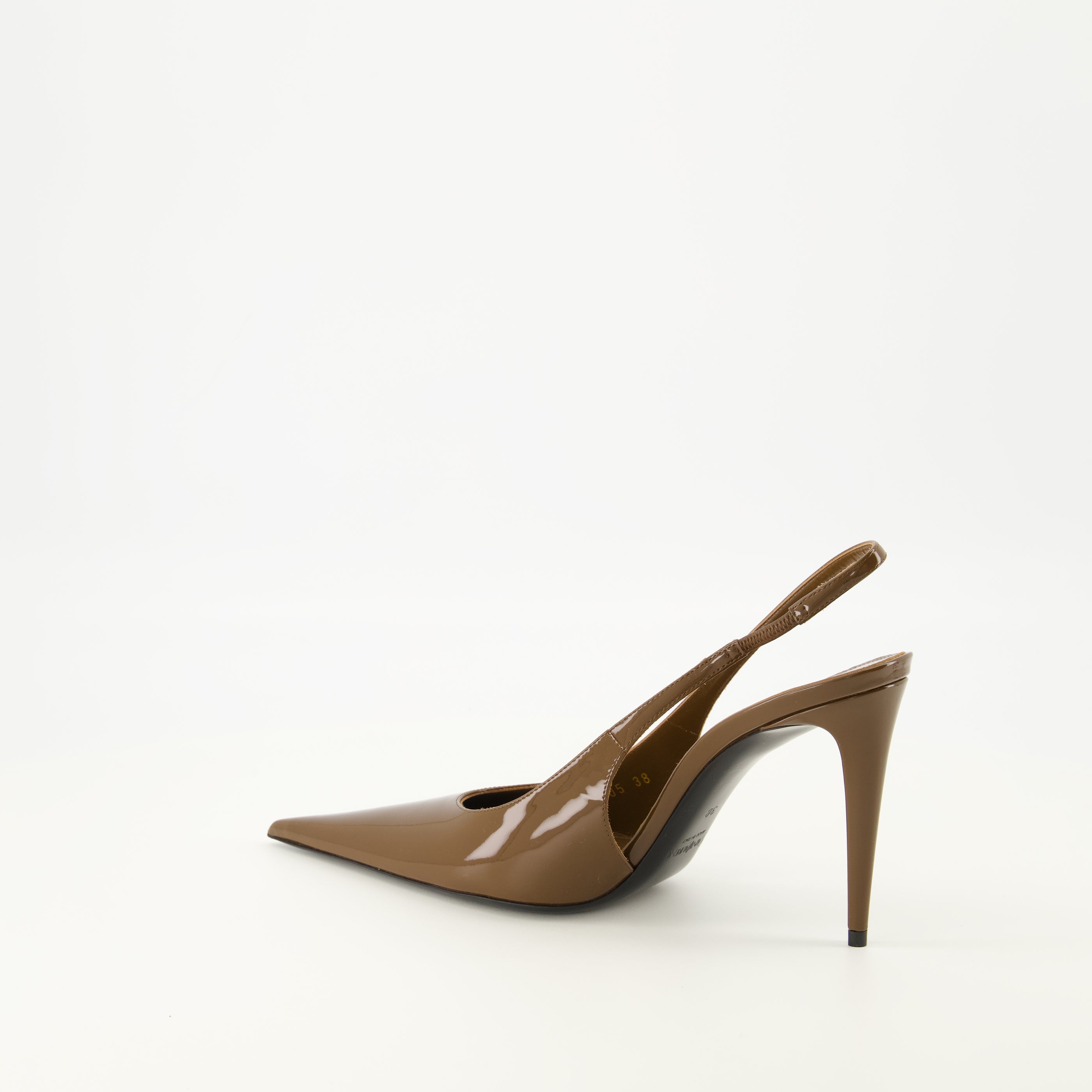 Chaussures ouvertes Guermantes Slingbacks de Cuero Patente Marrón Saint Laurent Marron Femme