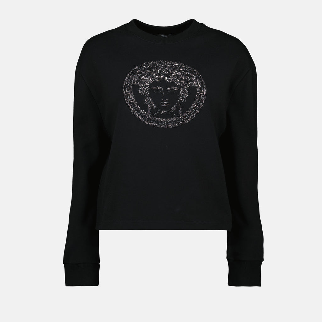 Sweatshirts Medusa Strass Sweatshirt Versace Schwarz Femme