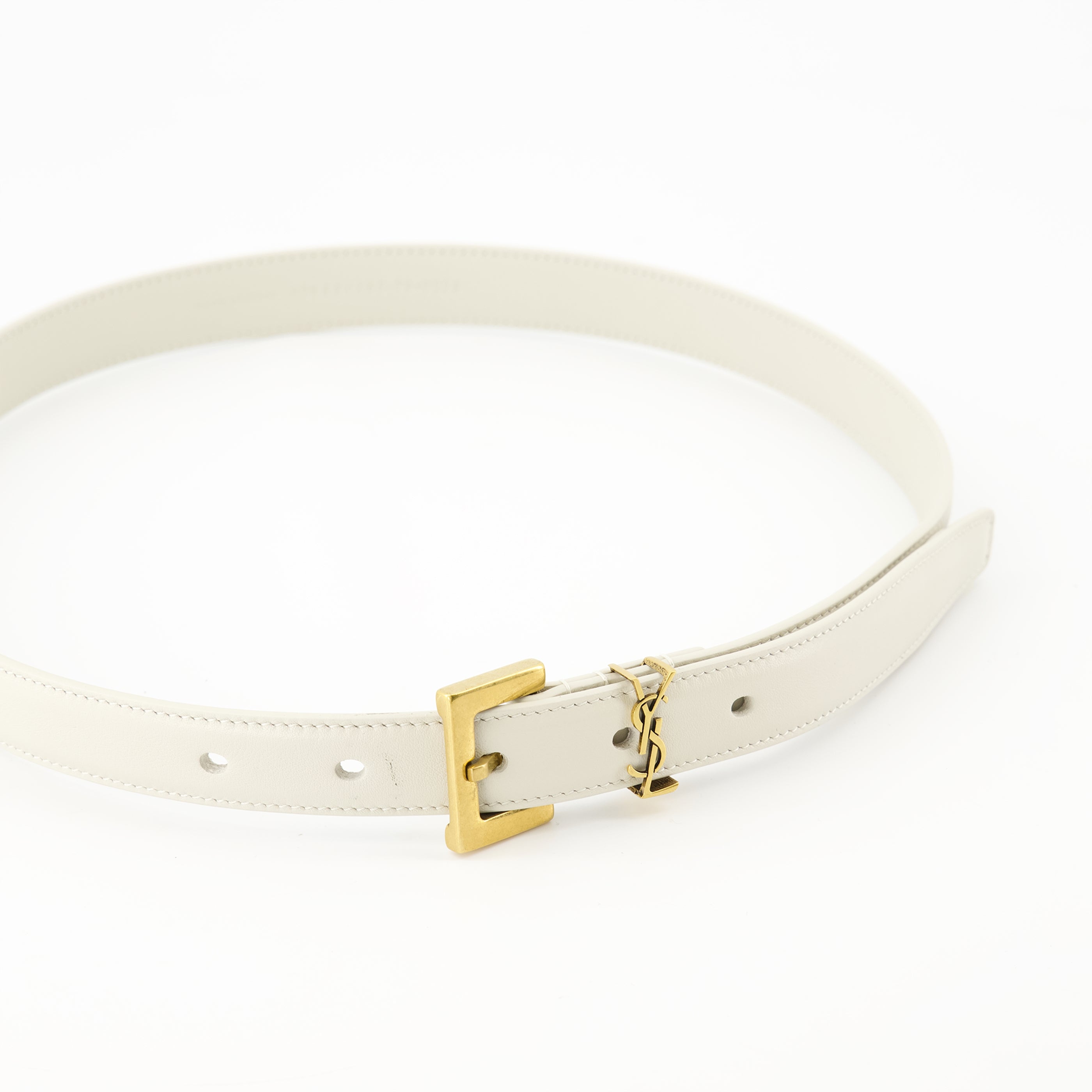 Belts Cassandre Fine Belt Saint Laurent White Femme