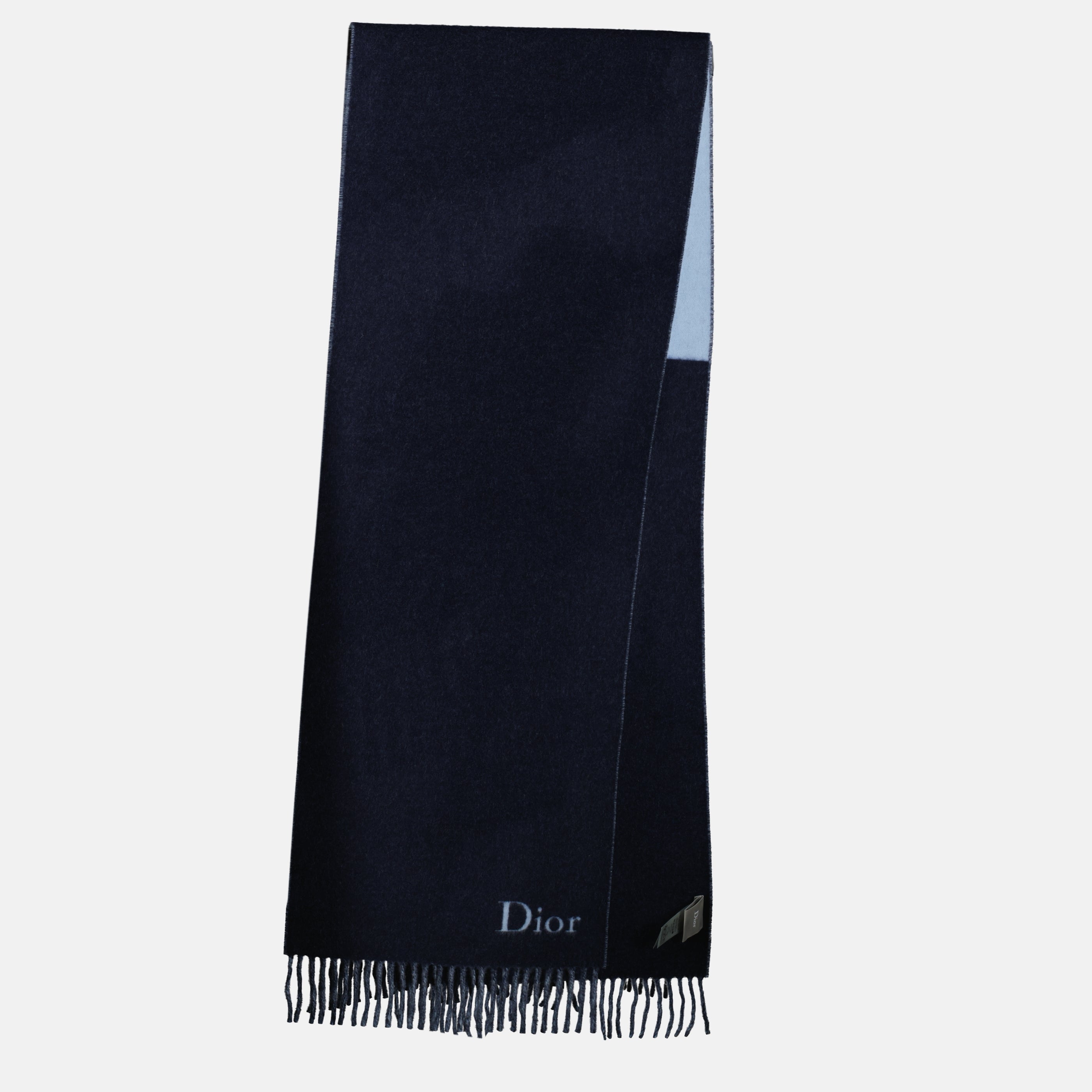 Image of the article Double-faced wool scarf in blue and navy by Dior for Men - Spring-Summer 2026 - Front View