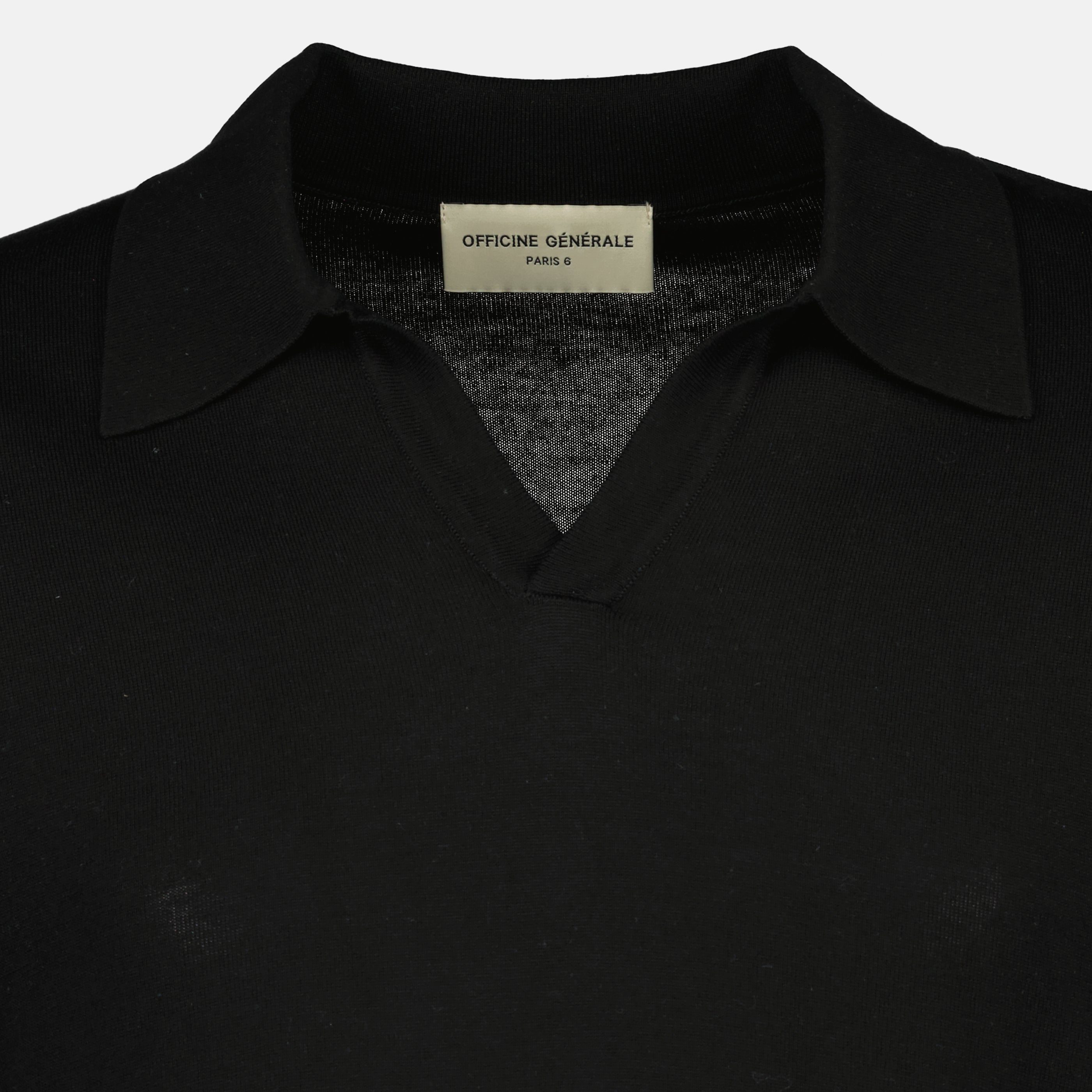 Polos Polo Simone noir en lyocell et laine Officine Générale Noir Homme