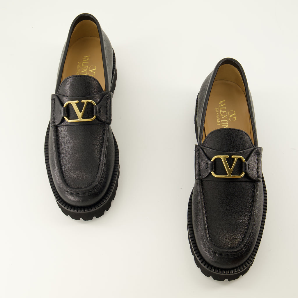Mocassins VLogo 가죽 로퍼 - 블랙 Valentino Garavani Noir Femme