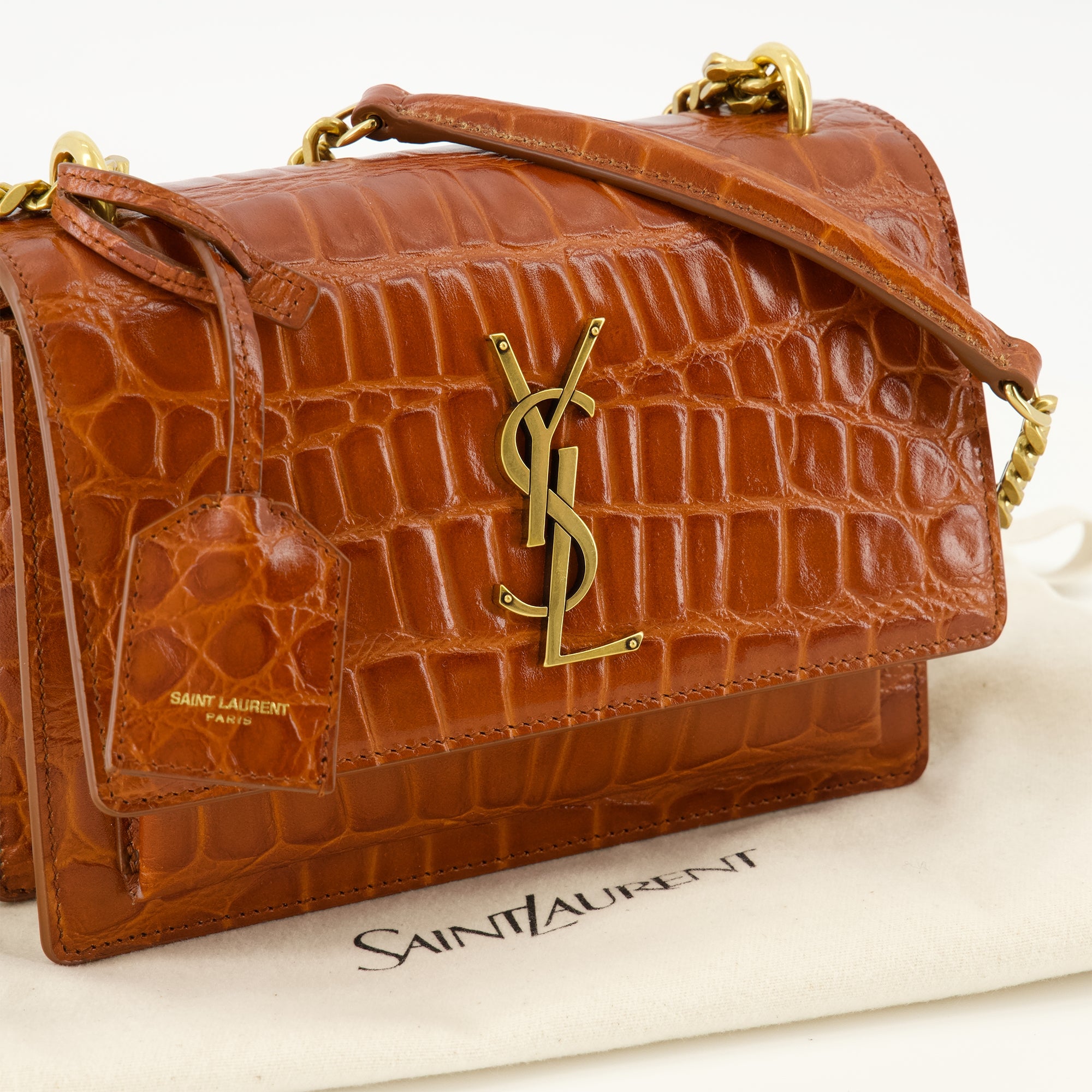 Image de l'article Sac Sunset small effet crocro marron de la marque Saint Laurent pour Femme - Saison Printemps-Été 2026 - Vue détaillée_2