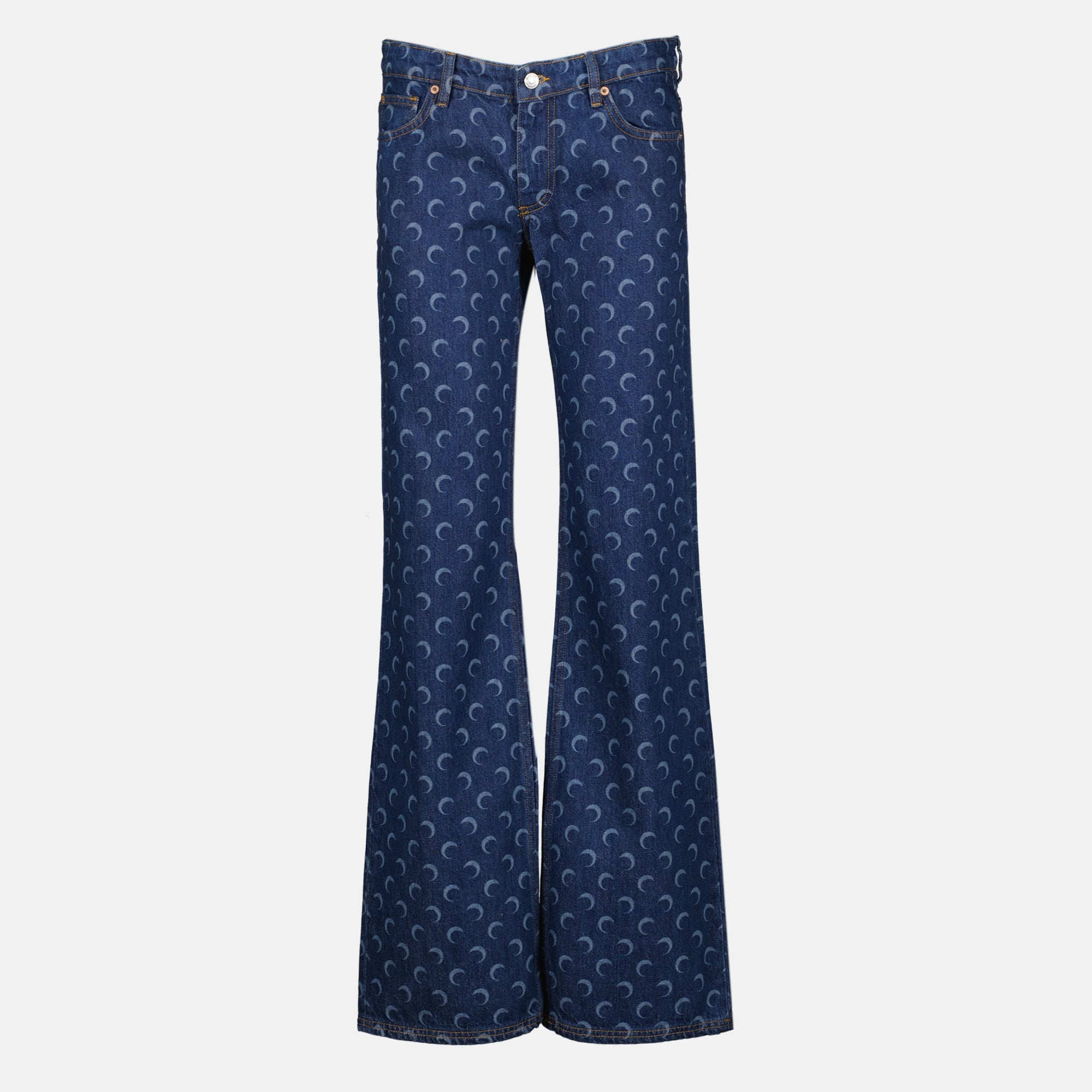 Pantalons Jeans Denim Moon in Blu Marine Serre Bleu Femme