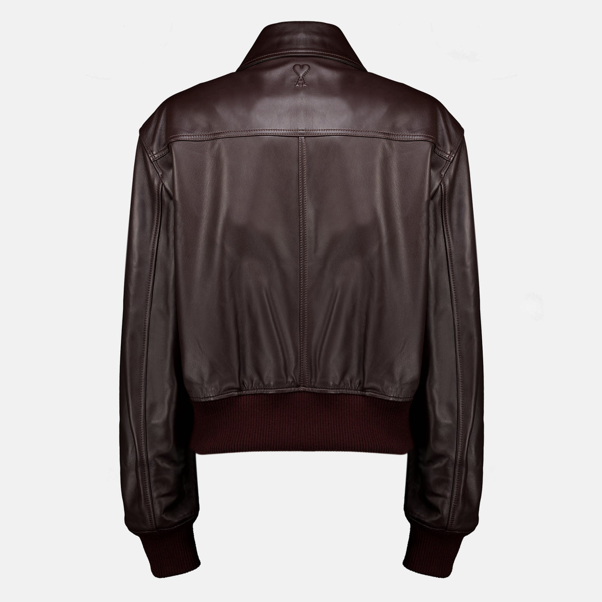 Manteaux Burgunderfarbene Lederjacke Ami PARIS Bordeaux Femme