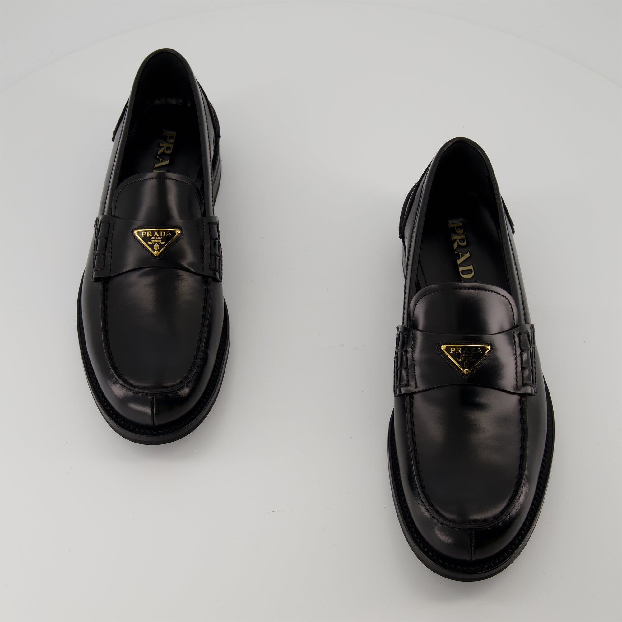 Loafers Brushed Leather Loafers Prada Black Men