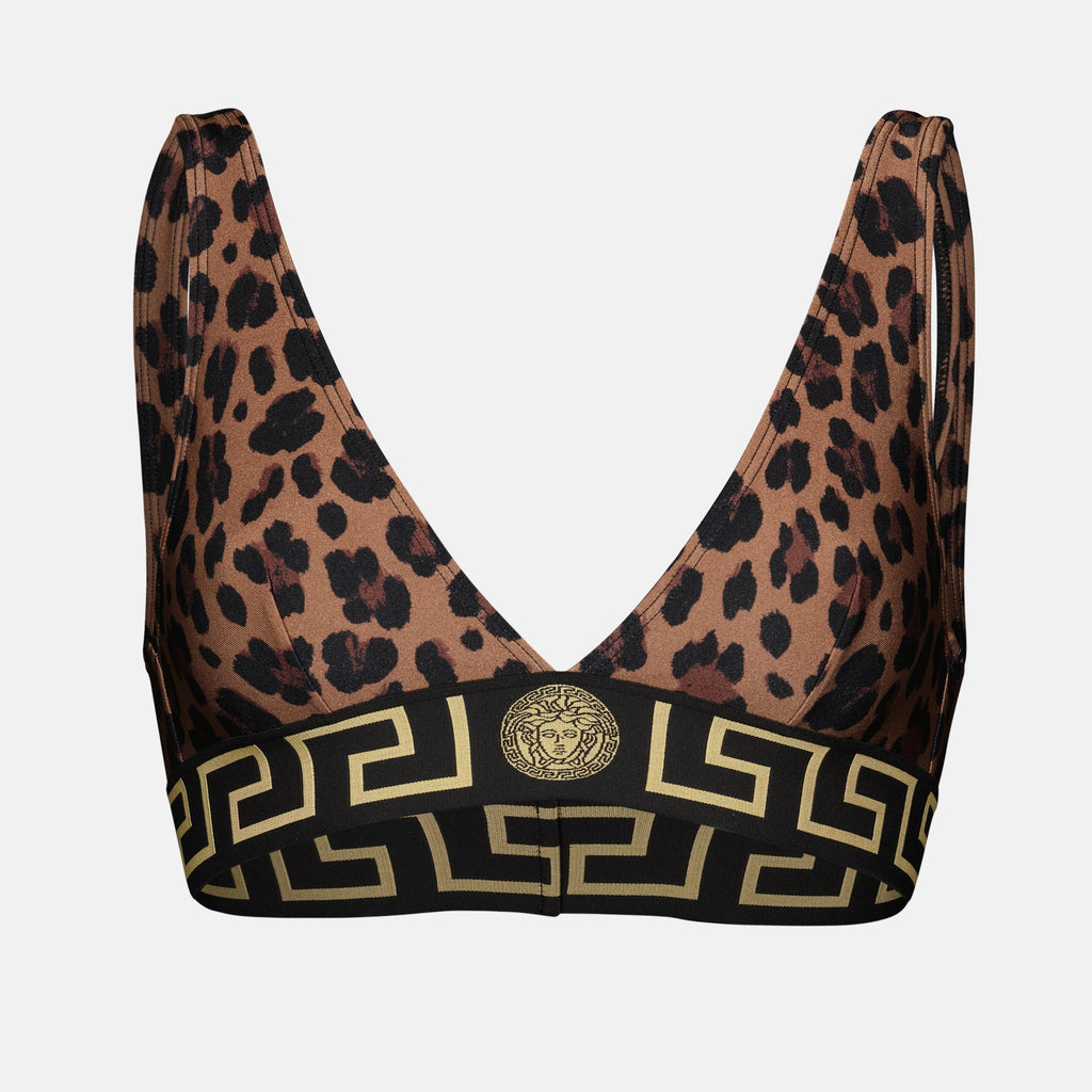 Beachwear Haut de bikini léopard Versace Brown Femme