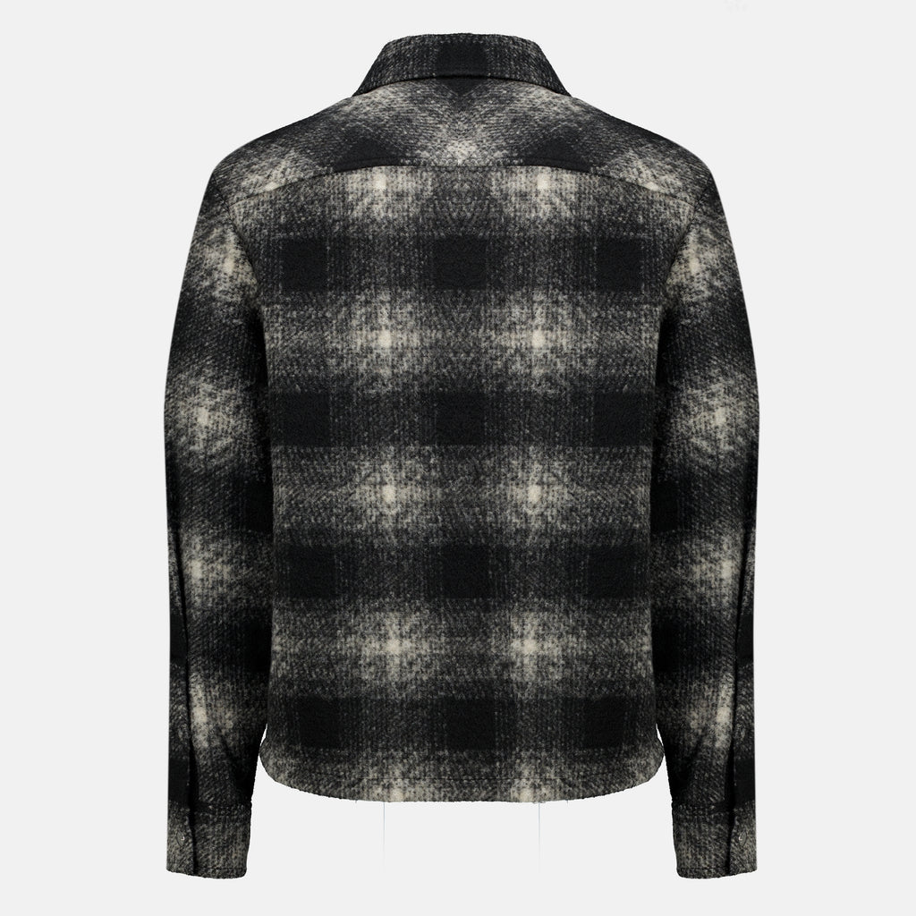 Vestes Camicia Nera a Carreaux con Zip Moncler Noir Homme