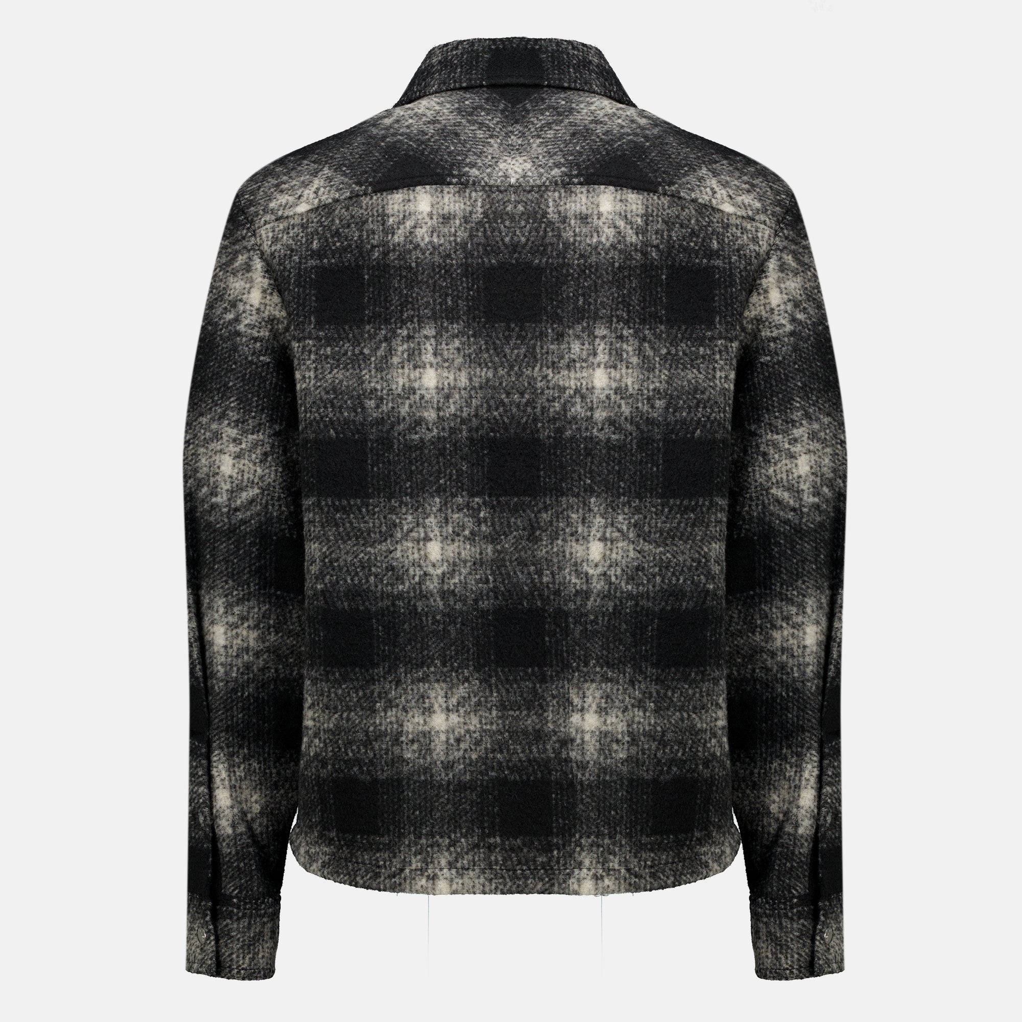 Vestes Camisa de Cuadros Negra con Cierre Moncler Noir Homme
