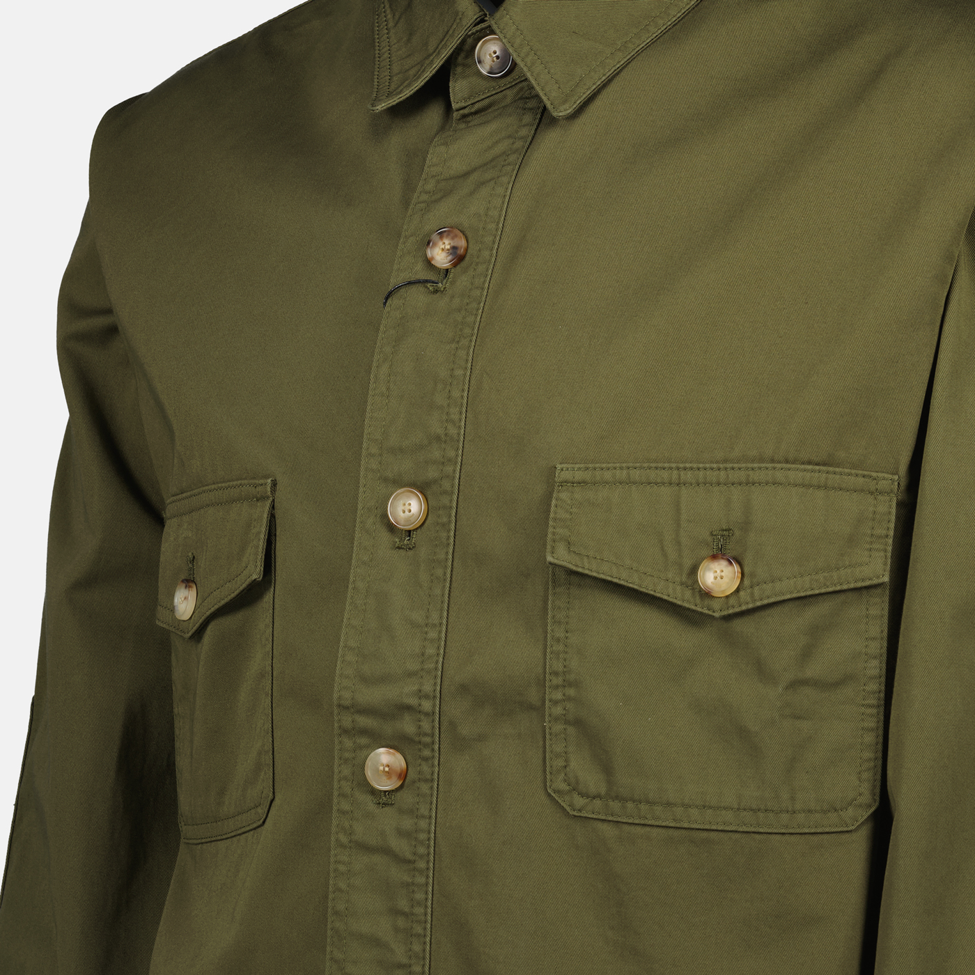 Shirts Cotton Overshirt Saint Laurent Khaki Homme