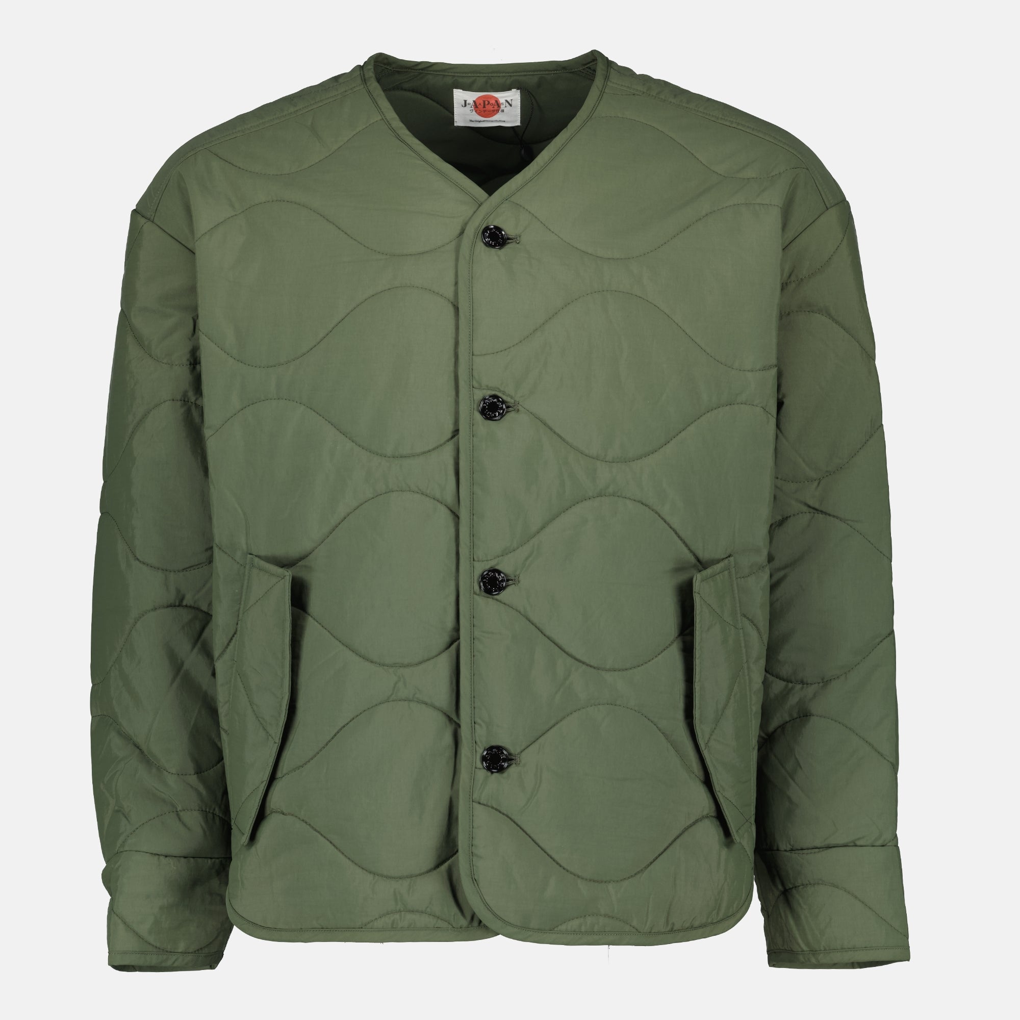 Bild der khaki gesteppte Jacke von Japan Rag für Männer - Herbst-Winter 2025 - Vorderansicht