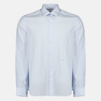Image de l'article Chemise à rayures bleu clair en coton de la marque Dior pour Homme - Saison Printemps-Été 2026 - Vue de Face