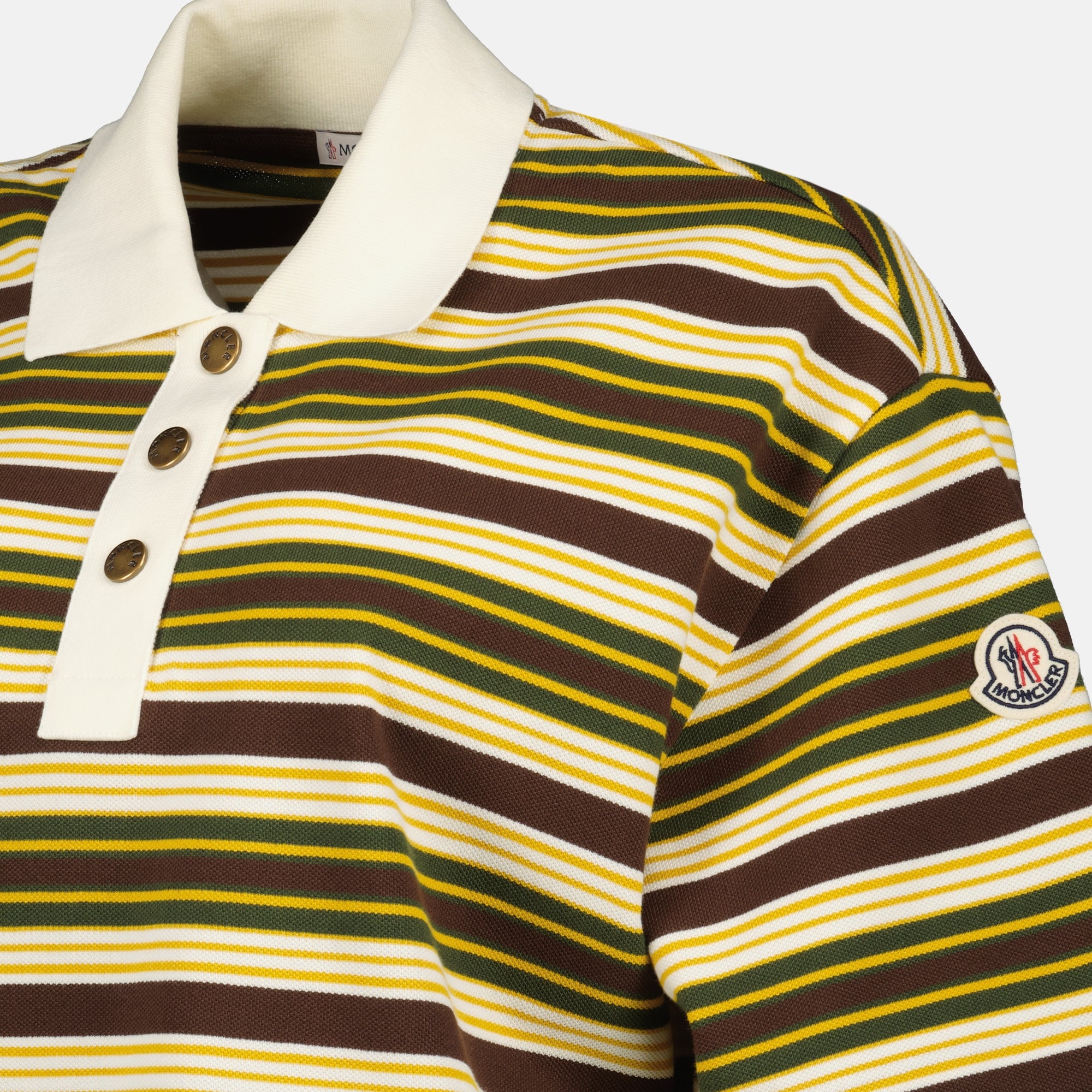 Polos 스트라이프 코튼 폴로 Moncler Marron Femme