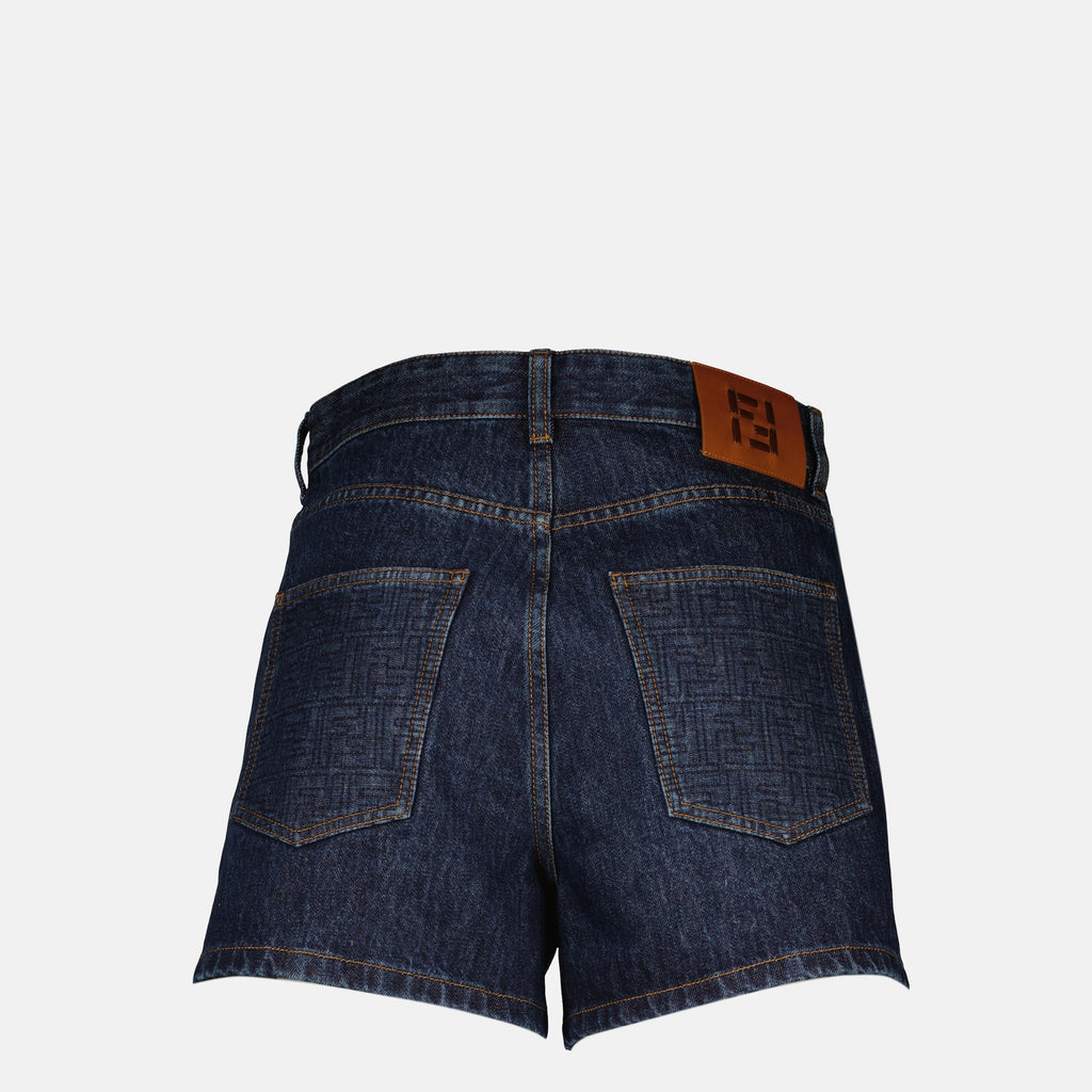 Image of the blue denim shorts by brand Fendi for Women - Spring-Summer 2026 - Back View