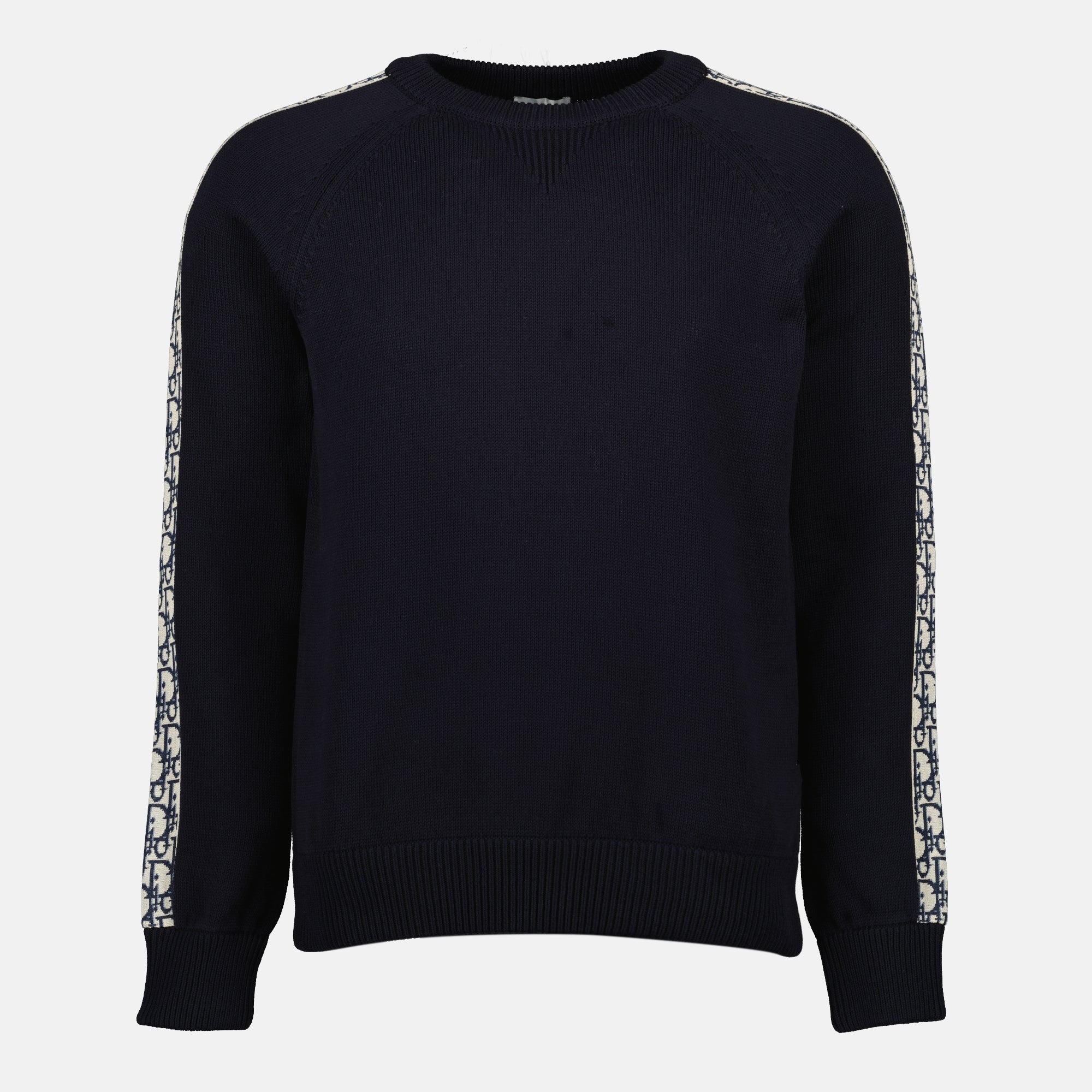 Imagen del suéter Dior Oblique azul marino de la marca Dior para hombres - Temporada Primavera-Verano 2026 - Vista Frontal