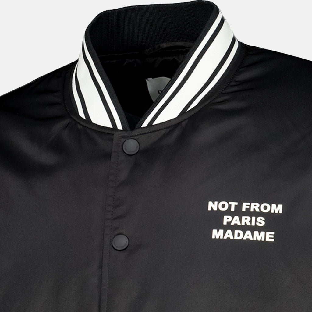 Vestes Schwarze Slogan Bomber Drole De Monsieur Noir Homme