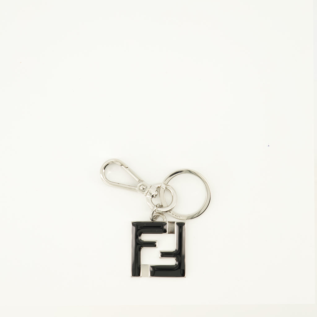Image of the Squared FF black and silver keychain from the Fendi brand for men - Spring-Summer 2026 - Front View