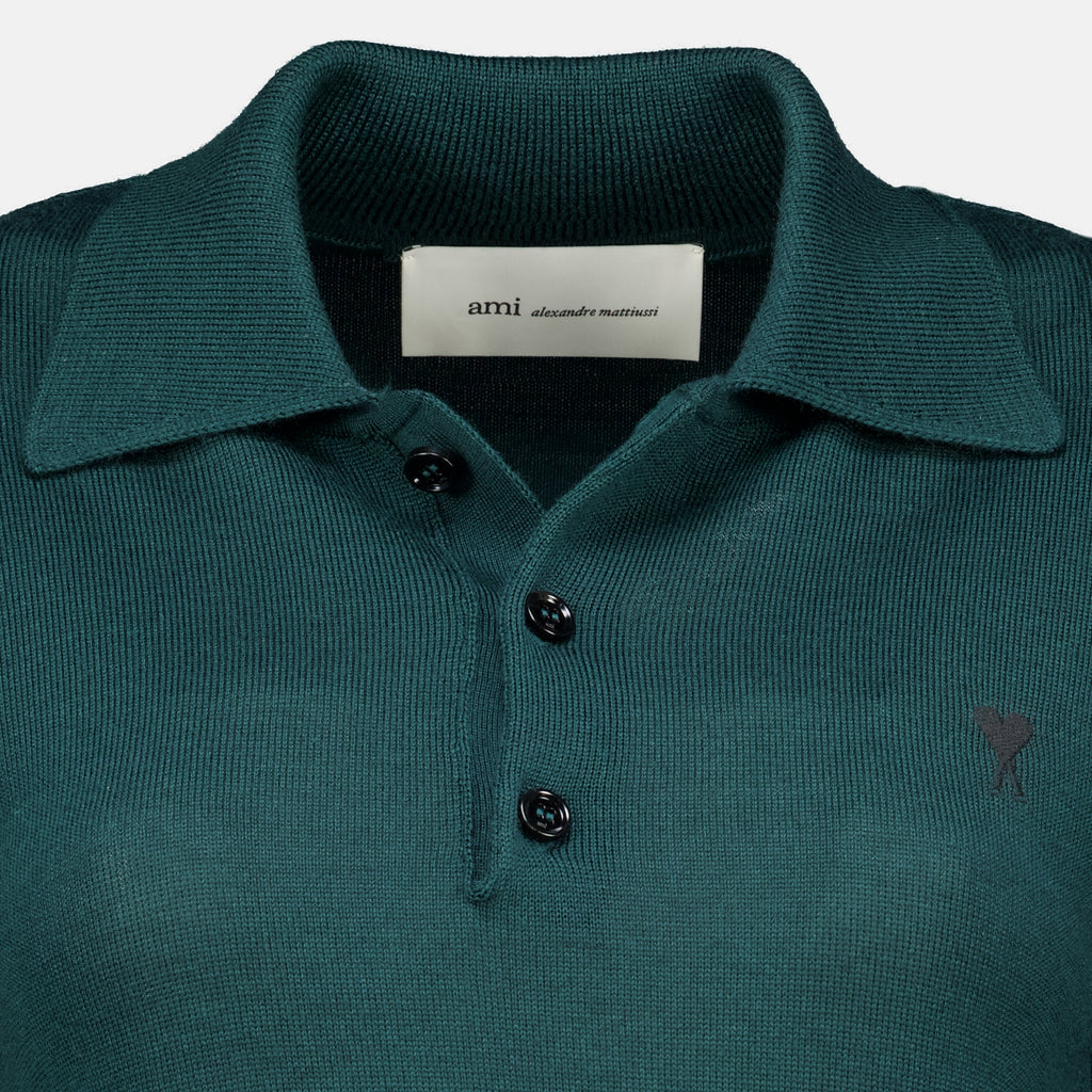 Polos Polo de Coração Verde AMI em Lã Ami PARIS Vert Femme