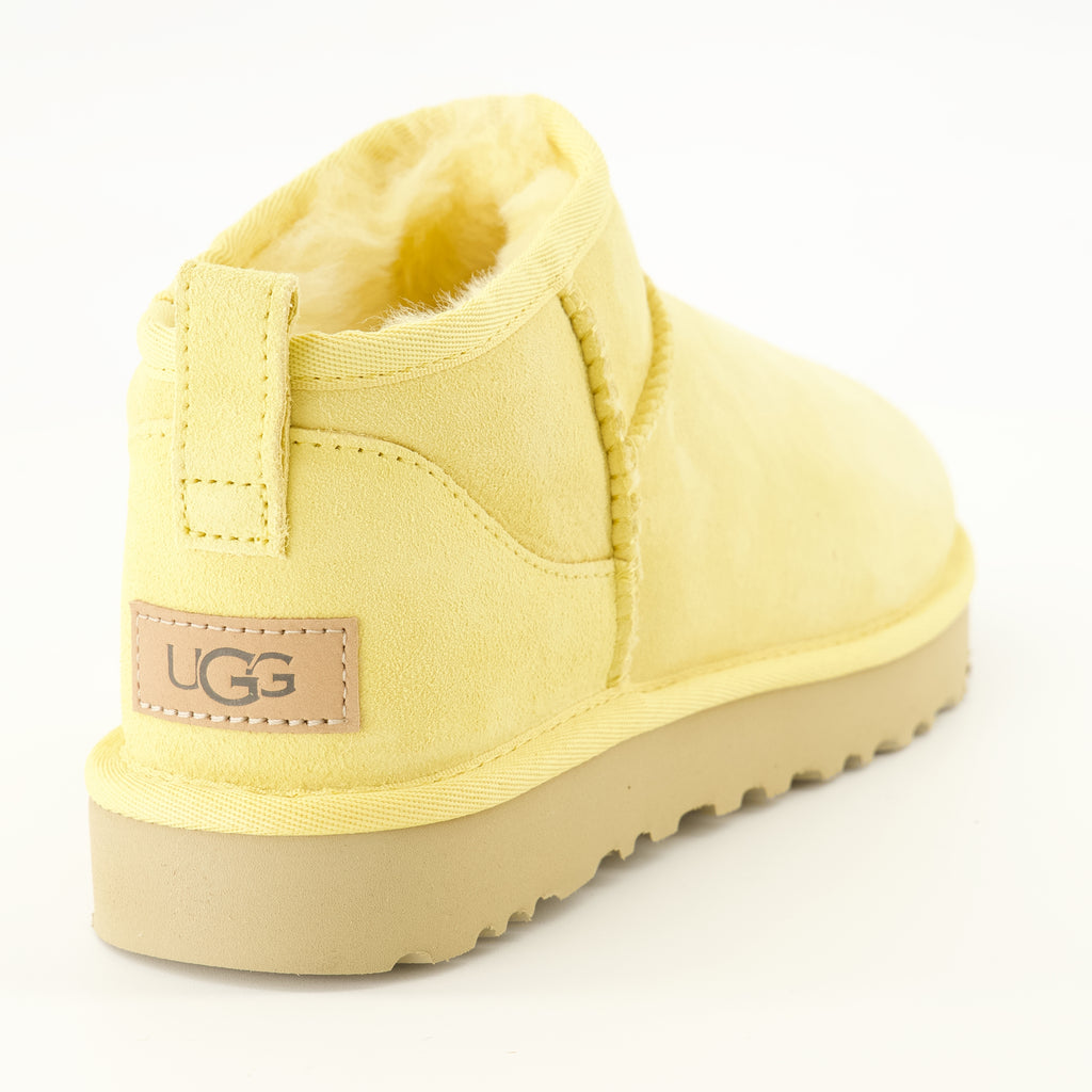 Bottines Klassische Ultra Mini Gelbe Stiefel Ugg Jaune Femme