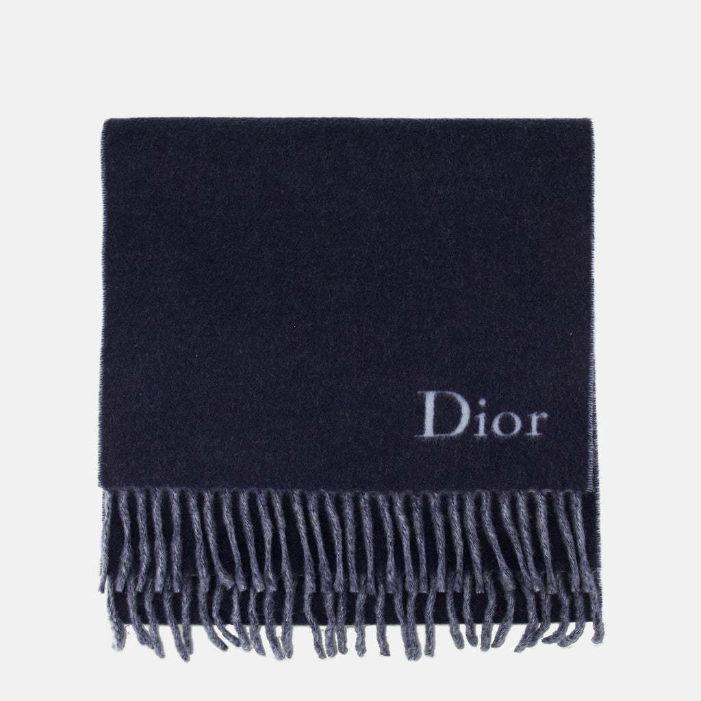 Image de l'article Écharpe en laine double face bleu et marine de la marque Dior pour Homme - Saison Printemps-Été 2026 - Vue de Dos