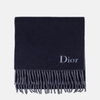 Image de l'article Écharpe en laine double face bleu et marine de la marque Dior pour Homme - Saison Printemps-Été 2026 - Vue de Dos