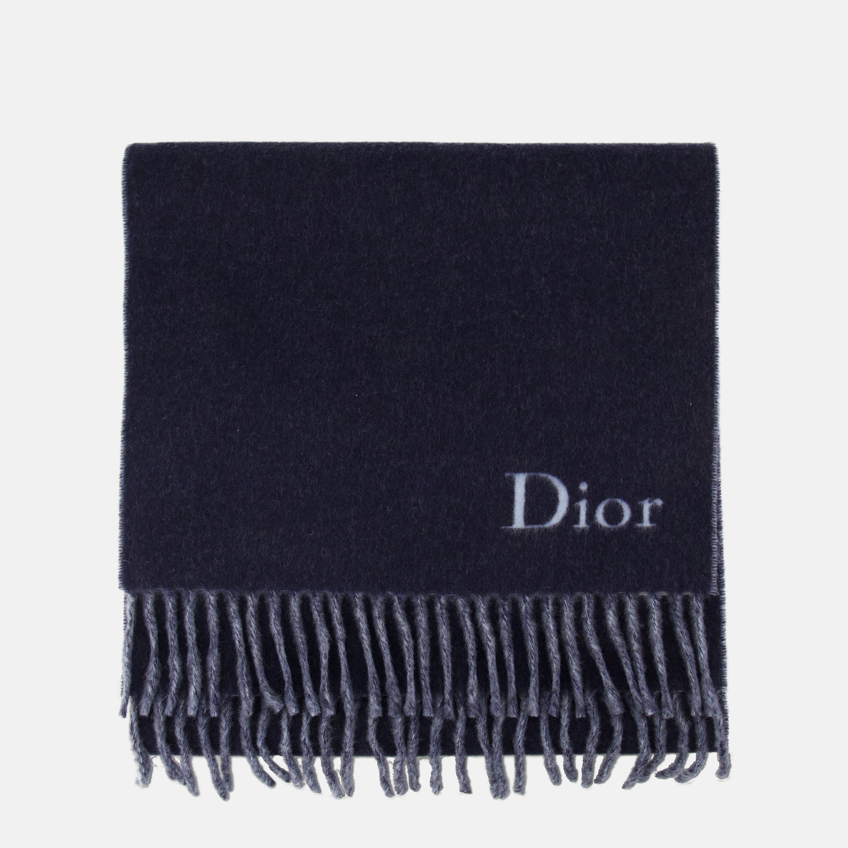 Image of the article Double-faced wool scarf in blue and navy by Dior for Men - Spring-Summer 2026 - Back View