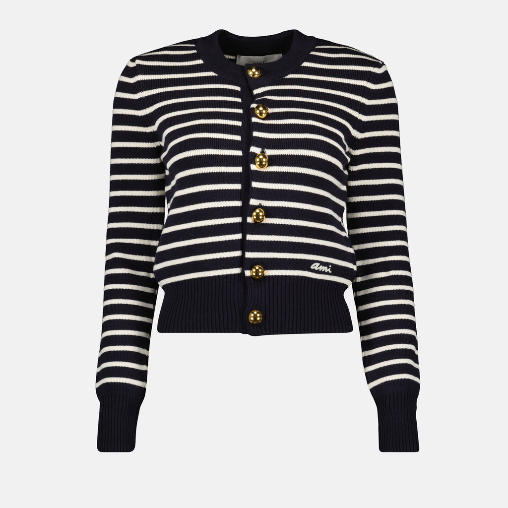 Malhas Cardigan marinière Ami PARIS Azul Femme