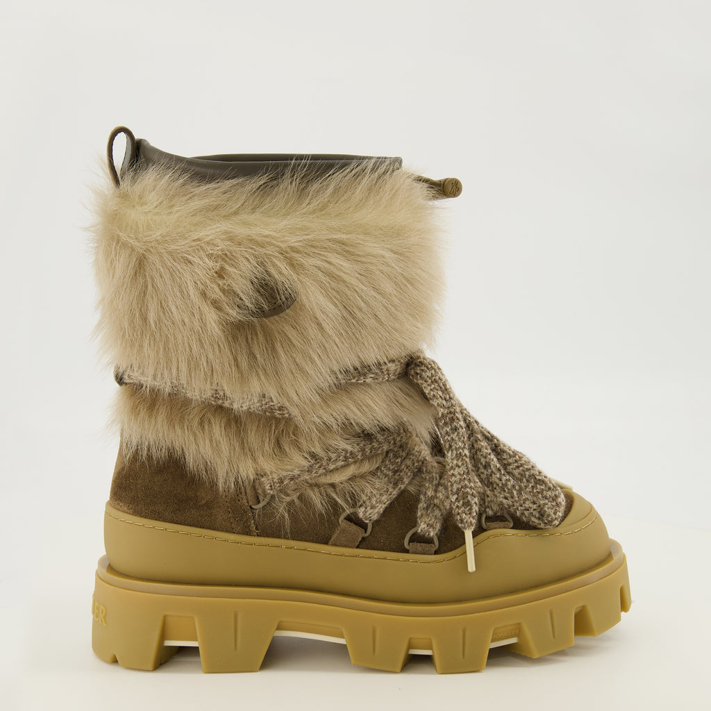 Bottes Peak Shearling Ankle Boots Moncler Marron Femme