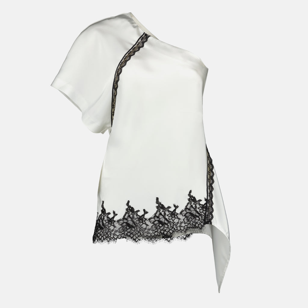 Tops Top Asimétrico de Satén Blanco Iro Blanc Femme