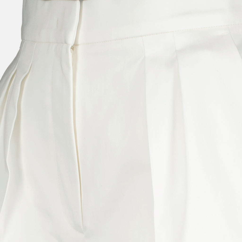 Immagine del pantalone corto bianco in satin di cotone di Max Mara per donna - Collezione Primavera-Estate 2026 - Vista Dettagliata_1