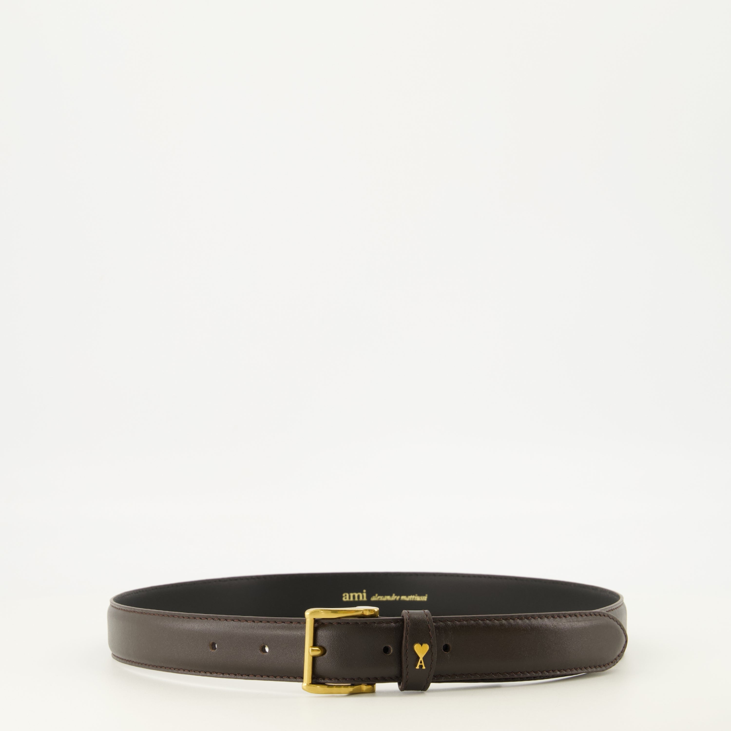 Ceintures Brown Leather AMI Heart Belt Ami PARIS Marron Unisexe