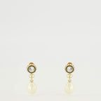 Imagen de los pendientes Vlogo con perlas y cristales dorados de la marca Valentino Garavani para mujeres - Temporada Primavera-Verano 2026 - Vista Frontal