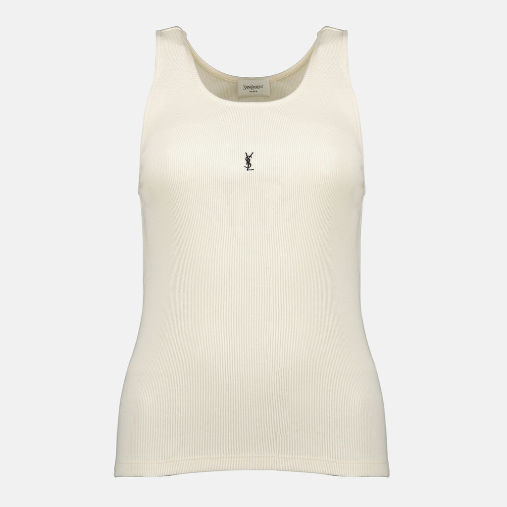 Image de l'article Débardeur Cassandre beige de la marque Saint Laurent pour Femme - Saison Printemps-Été 2026 - Vue de Face