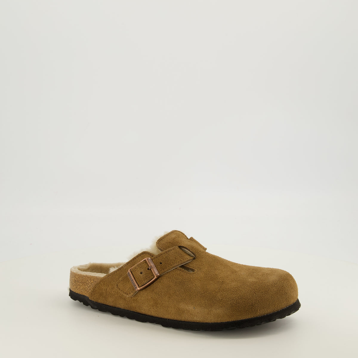 Chaussures ouvertes Mules Boston à fourrure marron Birkenstock Marron Unisexe