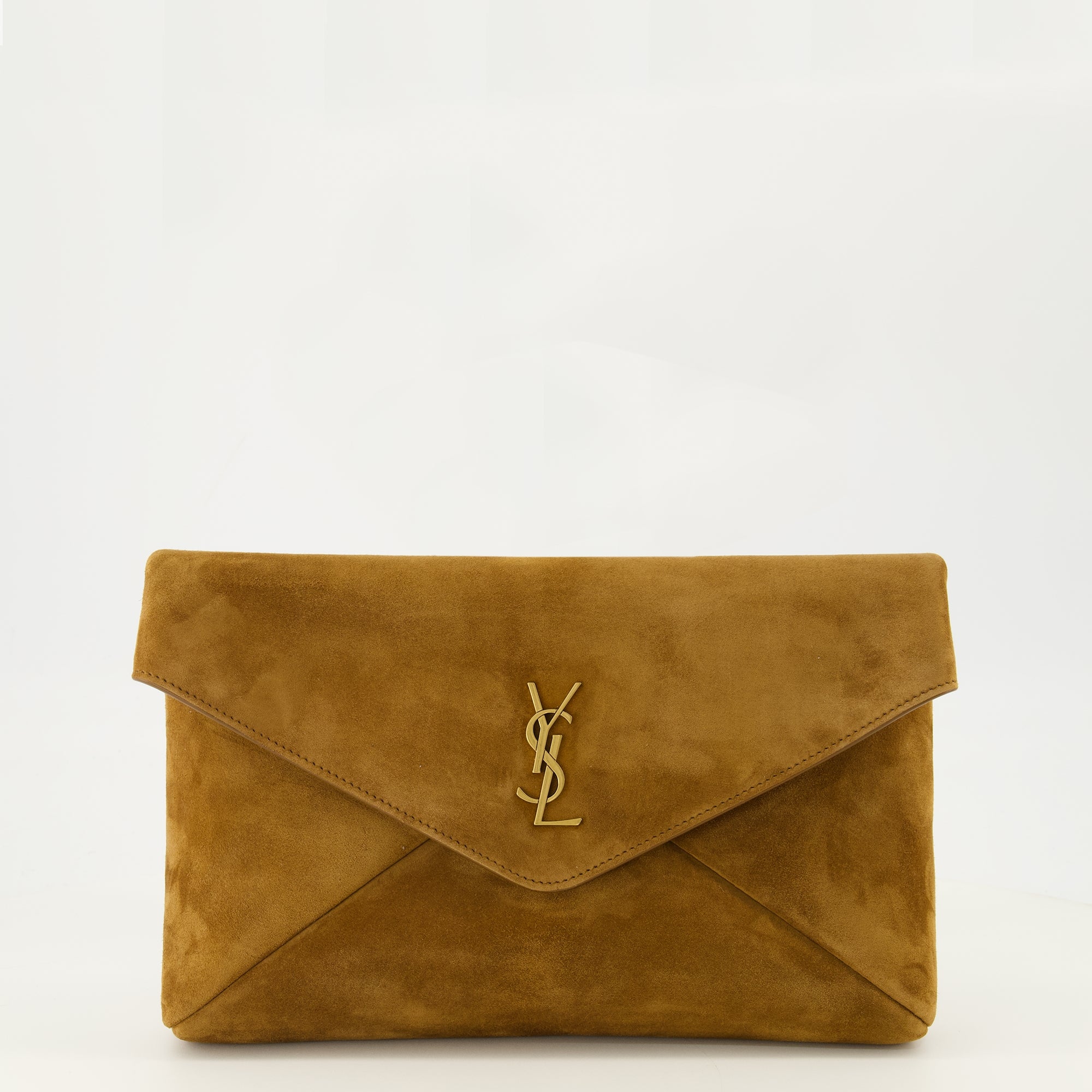 Pochettes Cassandre Suede Pouch in Brown Saint Laurent Marron Femme