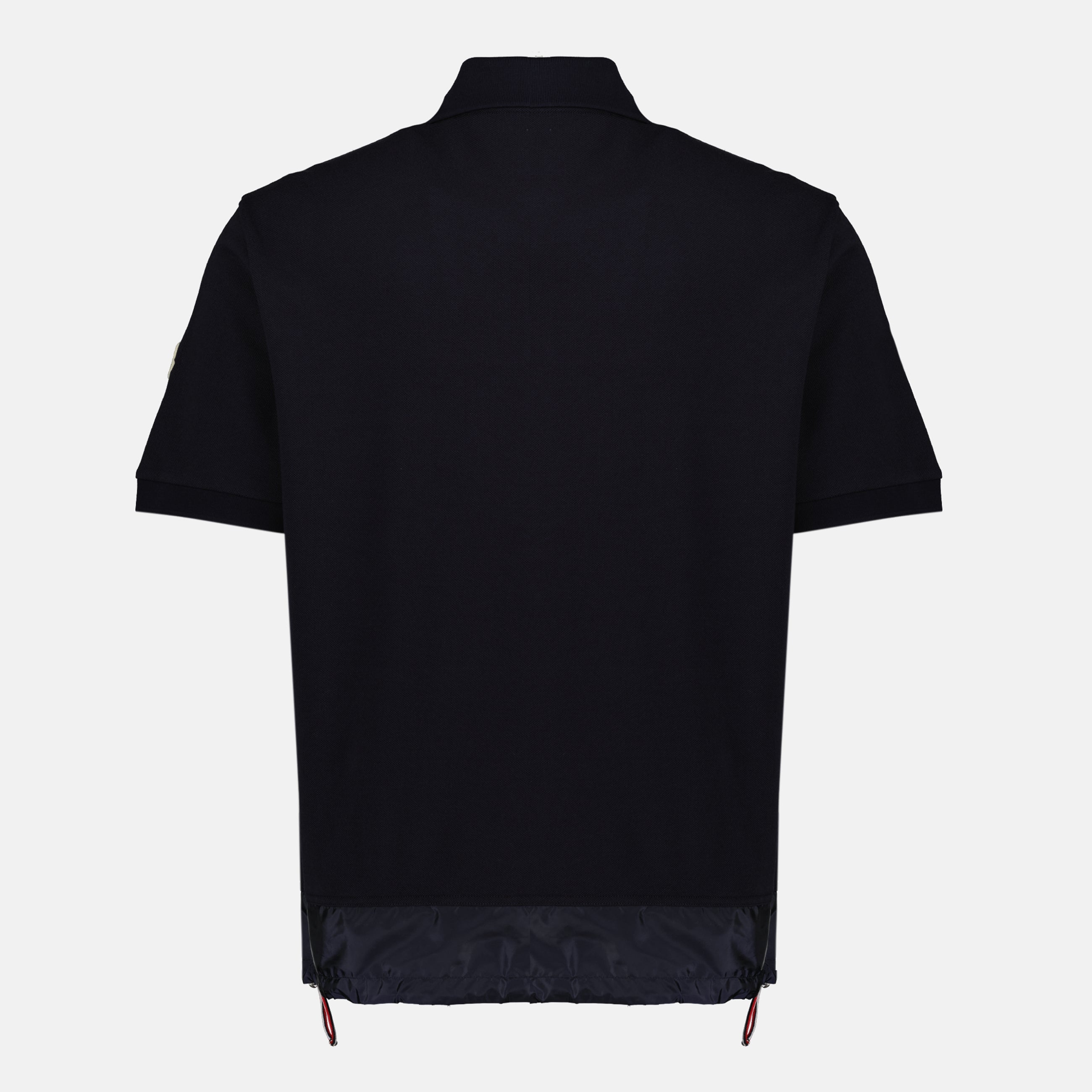 Image of the navy blue pique cotton polo by Moncler for Men - Spring-Summer 2026 - Back View