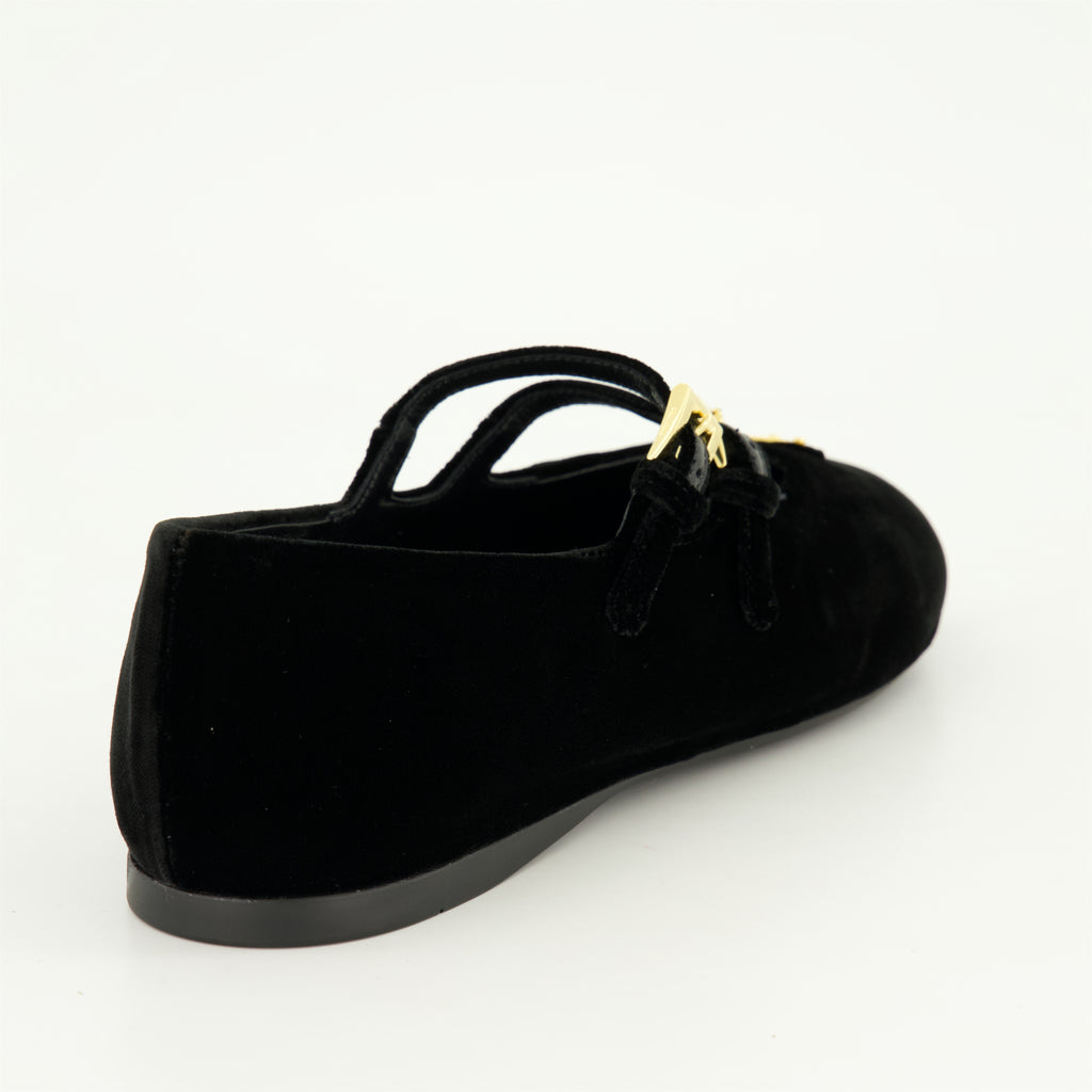 Flat shoes Velvet Ballet Flats Prada Black Femme