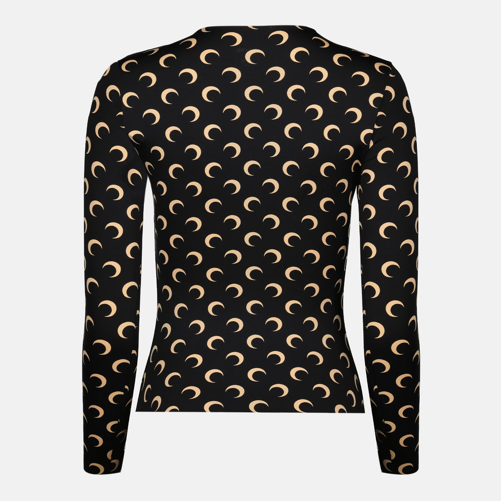 Image de l'article Top Jersey Moon noir et beige de la marque Marine Serre pour Femme - Saison Automne-Hiver 2025 - Vue de Dos