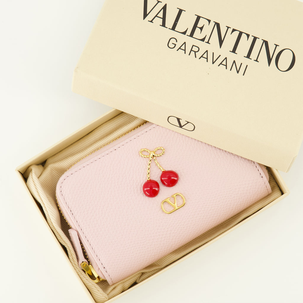 Petite maroquinerie Mini portefeuille Cherryfic rose Valentino Garavani Rose Femme