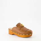 Open shoes VLogo Fringe Clogs Valentino Garavani Brown Femme