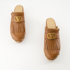 Open shoes VLogo Fringe Clogs Valentino Garavani Brown Femme
