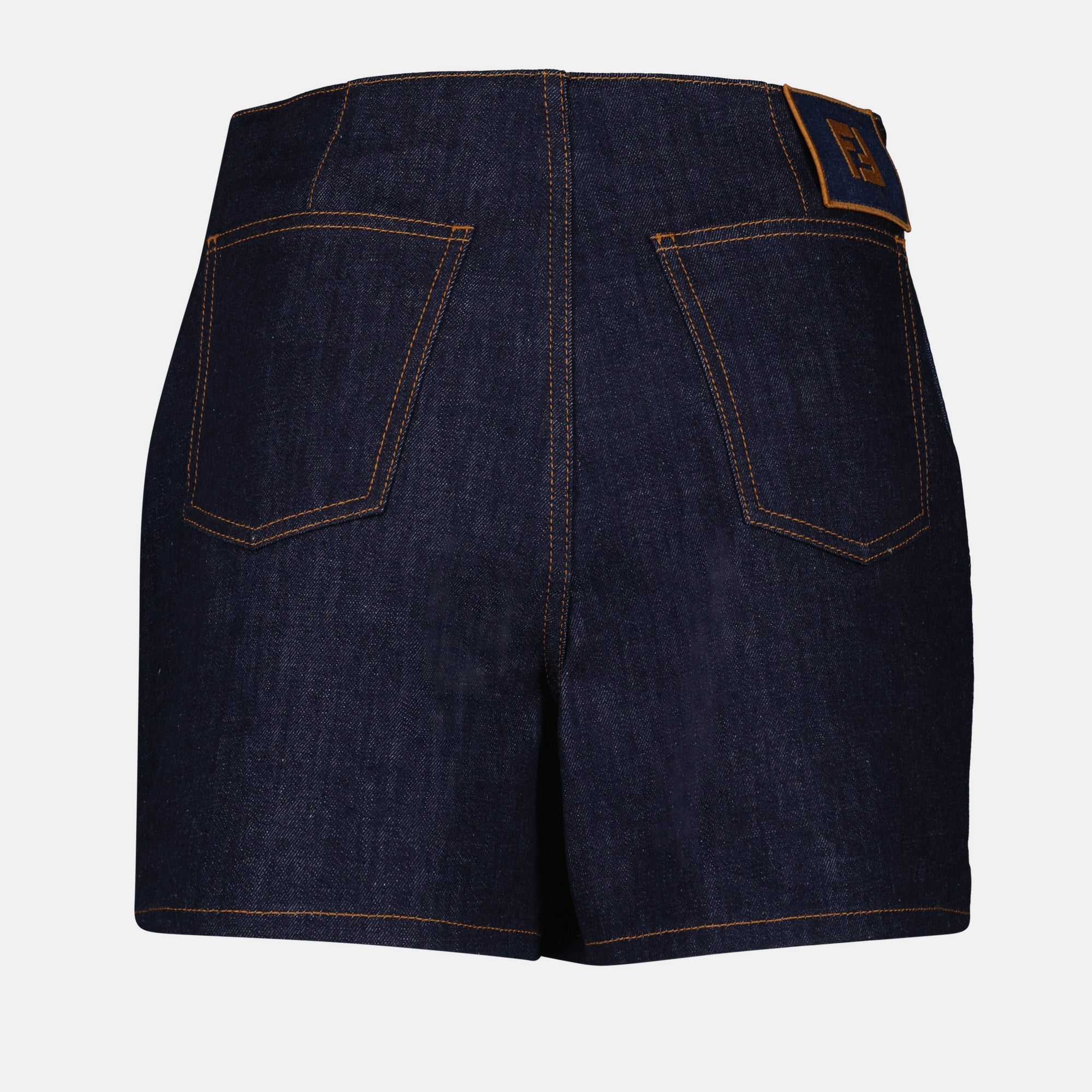 Shorts Calções de Denim Bicolor Fendi Azul escuro Femme