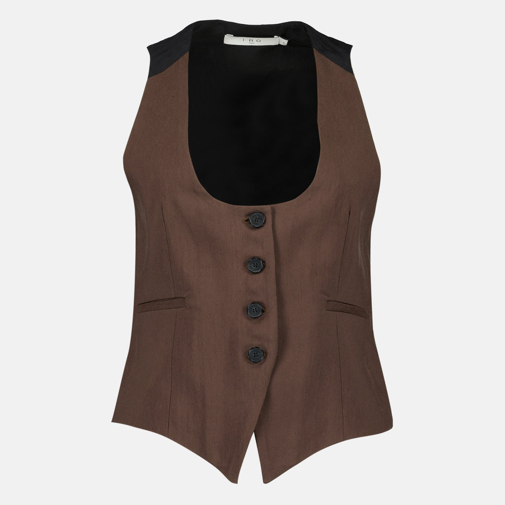 Tops Brown Bi-Material Blazer Vest Iro Marron Femme