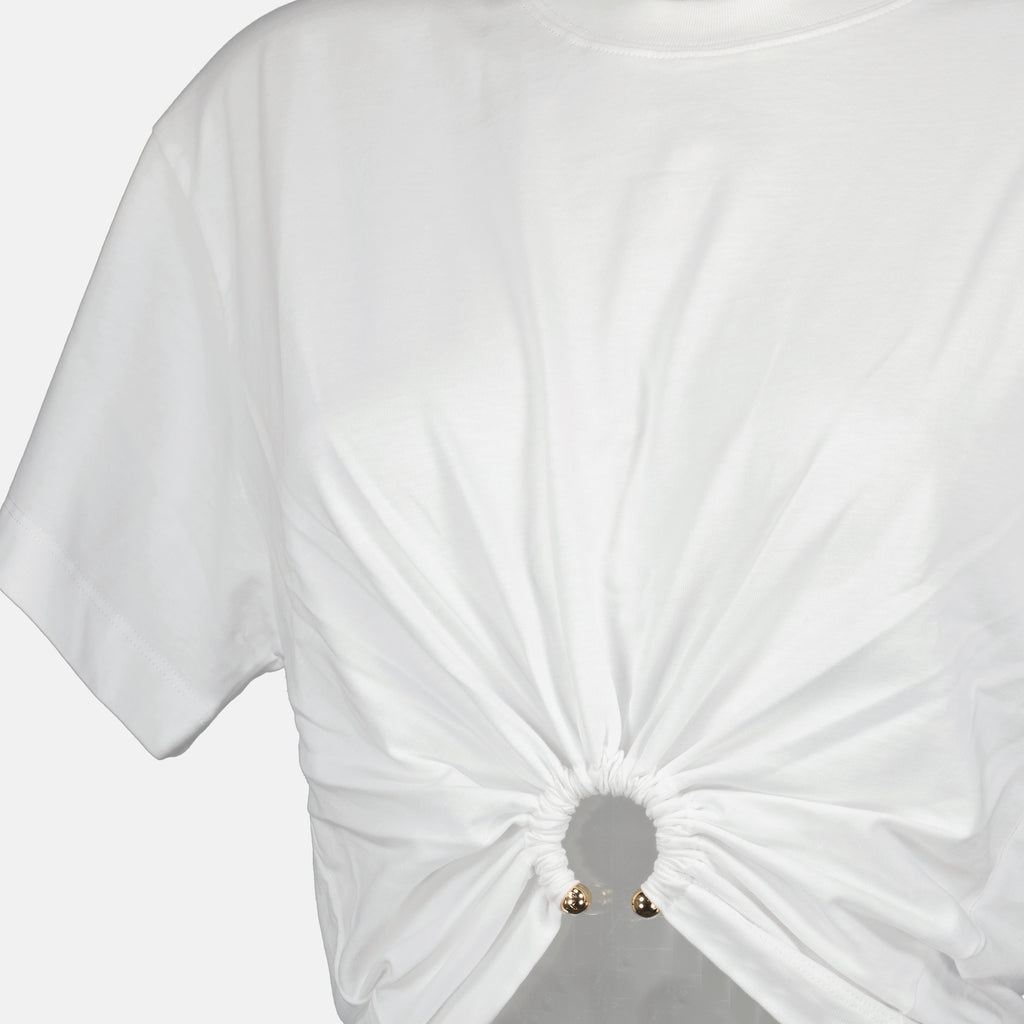 Camisetas Camiseta Crop Blanca con Anillo Rabanne Blanco Femme